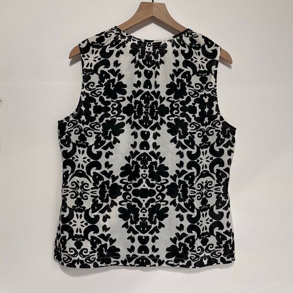 Liz Claiborne Black And White Sleeveless Top   Size L - Picture 2 of 4